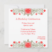 Elegant Gold Red Floral Etcing - Aangepaste uitnod Kaart (Achterkant)