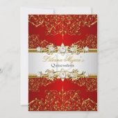 Elegant Gold Red  Glamor Quinceanera Kaart (Voorkant)