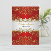 Elegant Gold Red  Glamor Quinceanera Kaart (Staand voorkant)