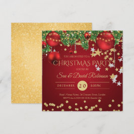 Elegant Gold Red Glitter-kerstfeestdag Kaart