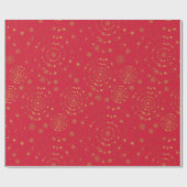 Elegant Gold Red Handrawn Chrismas Patronen Cadeaupapier (Vlak)