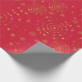 Elegant Gold Red Handrawn Chrismas Patronen Cadeaupapier (Hoek)