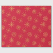 Elegant Gold Red Handrawn Snowflake Wrapppapier Cadeaupapier (Vlak)