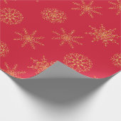 Elegant Gold Red Handrawn Snowflake Wrapppapier Cadeaupapier (Hoek)