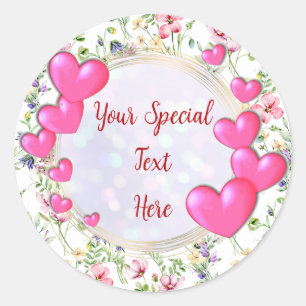 Elegant Gold, Red Heart Lijst: voor elke gelegenhe Ronde Sticker