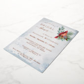 Elegant Gold Red Kardinaal kerstVrijgezellenfeest Folie Uitnodiging (Gedraaid)