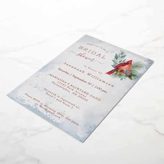 Elegant Gold Red Kardinaal kerstVrijgezellenfeest Folie Uitnodiging (Gedraaid)