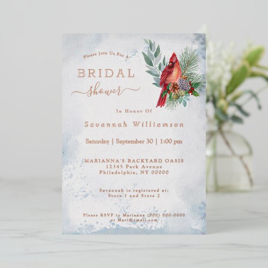 Elegant Gold Red Kardinaal kerstVrijgezellenfeest Folie Uitnodiging (Staand Voorkant)