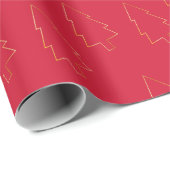 Elegant Gold Red Kerstboompapier voor het ompakken Cadeaupapier (Rol Hoek)