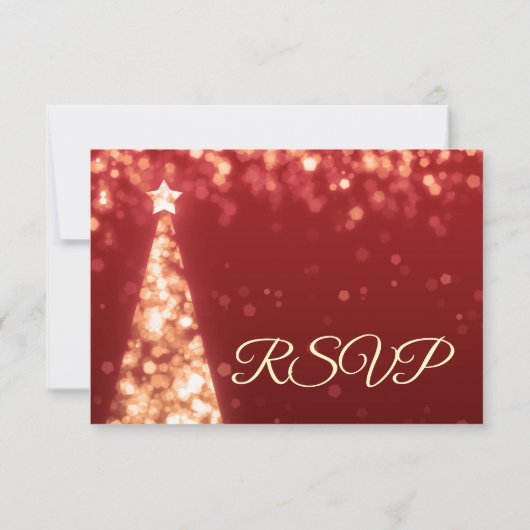 Elegant Gold Red Kerstbruiloft RSVP (Achterkant)