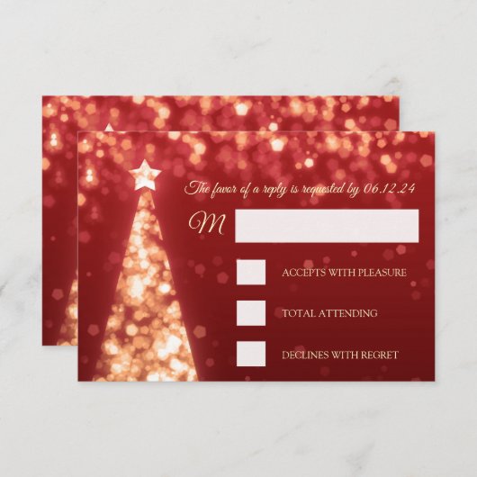 Elegant Gold Red Kerstbruiloft RSVP (Voorkant / Achterkant)