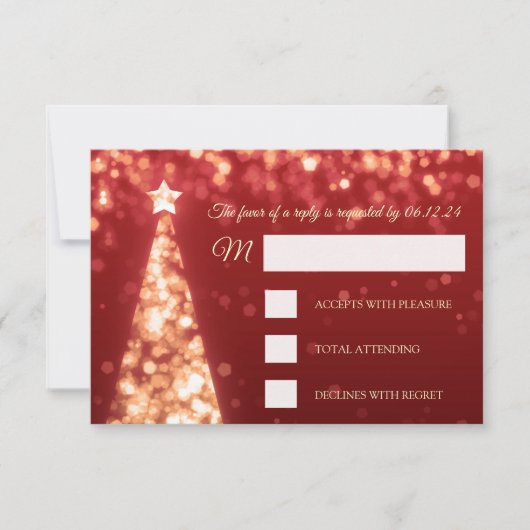 Elegant Gold Red Kerstbruiloft RSVP Kaartje (Voorkant)