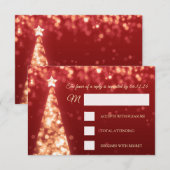 Elegant Gold Red Kerstbruiloft RSVP Kaartje (Voorkant / Achterkant)