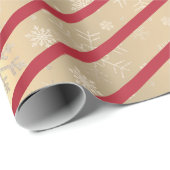 Elegant Gold Red Kerstmis Snowflake Patroon Cadeaupapier (Rol Hoek)
