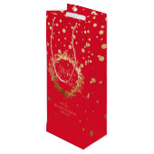 Elegant Gold Red Merry-kerstmis Wijn Cadeautas (Achterkant Gekanteld)