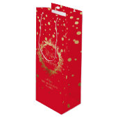 Elegant Gold Red Merry-kerstmis Wijn Cadeautas (Voorkant Gekanteld)