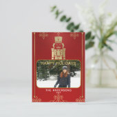 Elegant Gold & Red Nutkraker Holiday Foto Feestdagenkaart (Staand voorkant)