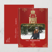 Elegant Gold & Red Nutkraker Holiday Foto Feestdagenkaart (Voorkant / Achterkant)