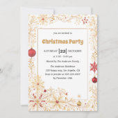 Elegant Gold & Red Ornaments Christmas Party       Kaart (Voorkant)