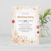 Elegant Gold & Red Ornaments Christmas Party       Kaart (Staand voorkant)