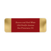 Elegant Gold Red Return Address Labels (Voorkant)