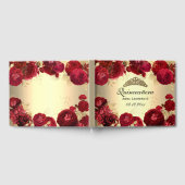 Elegant Gold Red Roses Quinceanera, aangepast Gastenboek (Volledig)