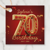 Elegant Gold Red Ruby Gemstone Jewel 70th Birthday Bedankjes Labels (Voorkant)