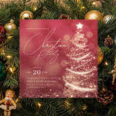 ELEGANT Gold Red Winter Christmas Tree Party  Kaart