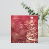 ELEGANT Gold Red Winter Christmas Tree Party  Kaart (Staand voorkant)