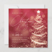 ELEGANT Gold Red Winter Christmas Tree Party  Kaart (Voorkant)