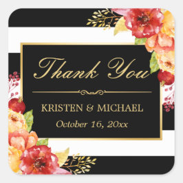 Elegant Gold Red Yellow Floral herfst Hartelijk da Vierkante Sticker