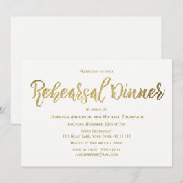 Elegant Gold Rehearsal Dinner Kaart