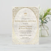 Elegant Gold Rehearsal Dinner Kaart (Staand voorkant)