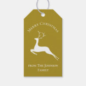 Elegant Gold Reindeer Merry kerst op maat van Cadeaulabel (Voorkant)