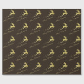 Elegant Gold Reindeer Merry Kerststerren Cadeaupapier (Vlak)