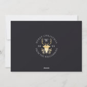Elegant Gold Reindeer Monogram Crest Weduwfoto Feestdagenkaart (Achterkant)