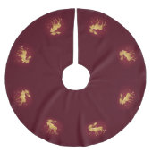 Elegant gold reindeer red merry christmas pattern kerstboom rok (Voorkant)