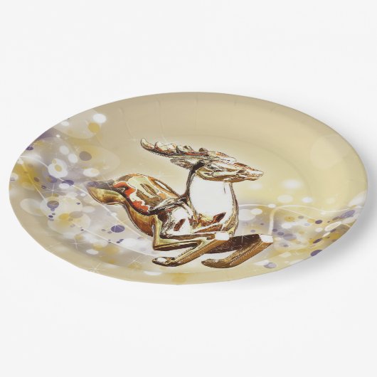 Elegant Gold Reindekerst Papieren Bordje (Gekanteld)