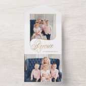 Elegant Gold Rejoice Calligraphy Script Photo All In One Uitnodiging (Binnen)