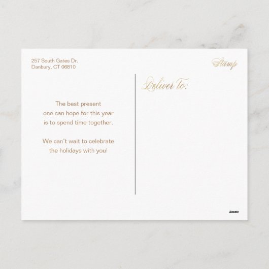 Elegant Gold Rejoice Calligraphy Script Photo Feestdagenkaart (Achterkant)