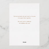 Elegant Gold Rejoice Calligraphy Script Photo Folie Feestdagenkaart (Achterkant)