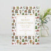 Elegant Gold Retro Kerstmis Feestdagenkaart (Staand voorkant)