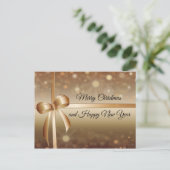 Elegant, Gold Ribbon, Luxury, Shiny, Holiday Briefkaart (Staand voorkant)