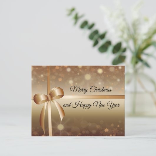 Elegant, Gold Ribbon, Luxury, Shiny, Holiday Briefkaart (Staand voorkant)