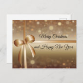 Elegant, Gold Ribbon, Luxury, Shiny, Holiday Briefkaart (Voorkant / Achterkant)