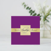 Elegant Gold Ribbon Paars All Occasion Invitation Kaart (Staand voorkant)