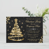 Elegant Gold Ribbon Tree Corporate Kerstmis Kaart (Staand voorkant)