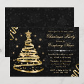 Elegant Gold Ribbon Tree Corporate Kerstmis Kaart (Voorkant / Achterkant)