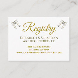 Elegant Gold Ribbons and Bows Wedding Registry Informatiekaartje