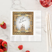 Elegant Gold Rim 65th Birthday Party Paper Servet (Insitu)